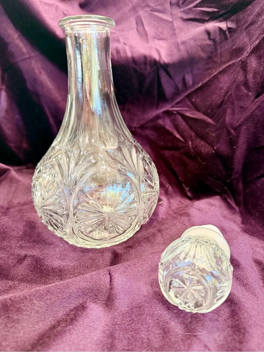 Vintage Anchor Hocking Medallion Clear Glass Decanter